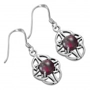 Garnet Celtic Knot Silver Earrings - e304